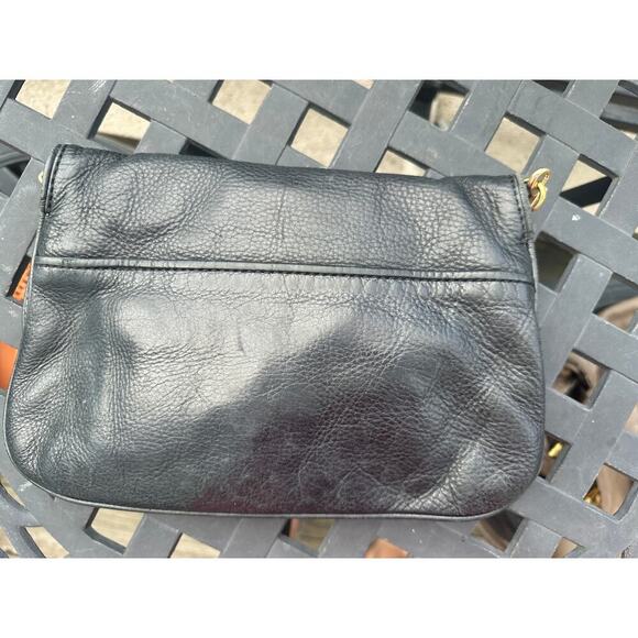 Tory Burch Amanda Black Pebbled Leather Gold Crossbody Shoulder Bag Clutch Purse - Picture 7 of 7